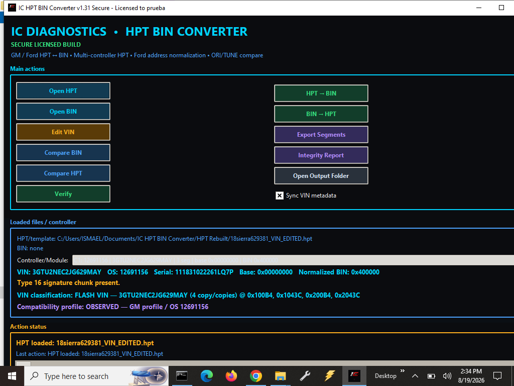 IC HPT BIN Converter screenshot